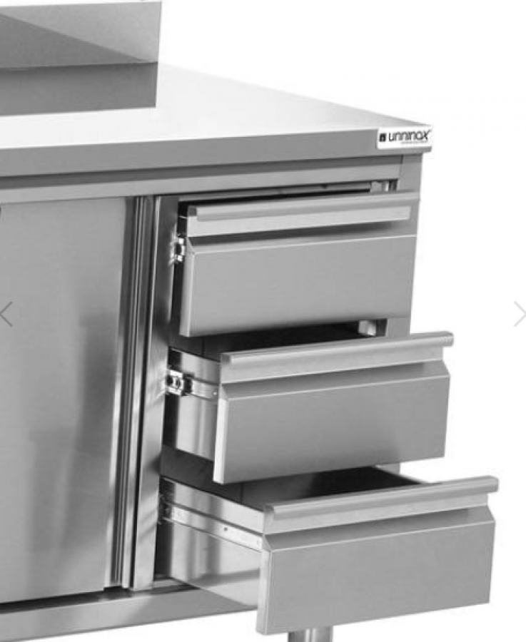 Arbeitsschrank mit Aufkantung 3+3 Schubladen 1800x700x850mm
