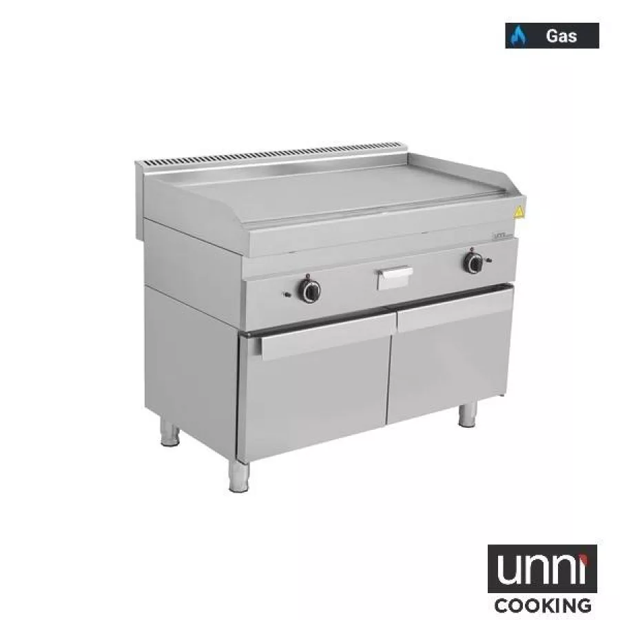 Gas-Bratplatten 650 SERIES glatt Edelstahl mit Röhrenbrenner