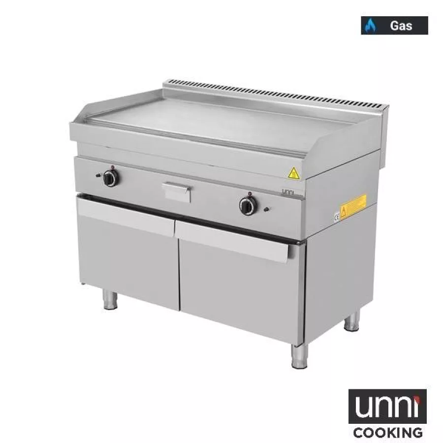 Gas-Bratplatten 650 SERIES glatt Edelstahl mit Röhrenbrenner