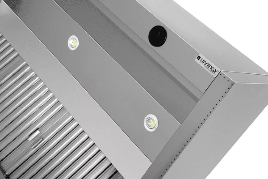 Induktionshaube 4500x1300x550 mm mit Lufteinblasung und LED Gastronomie