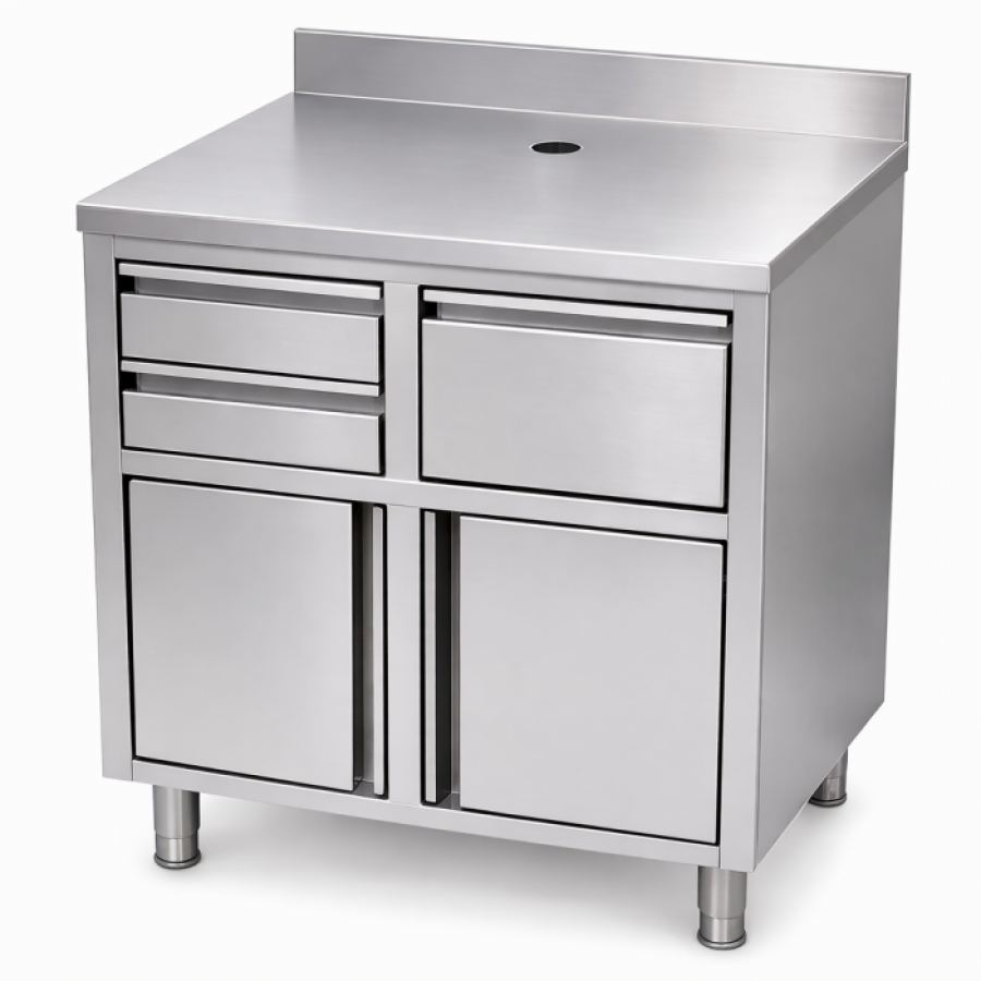 Edelstahl Arbeitstisch 1000x600x1150 für kompakte Arbeitsbereiche