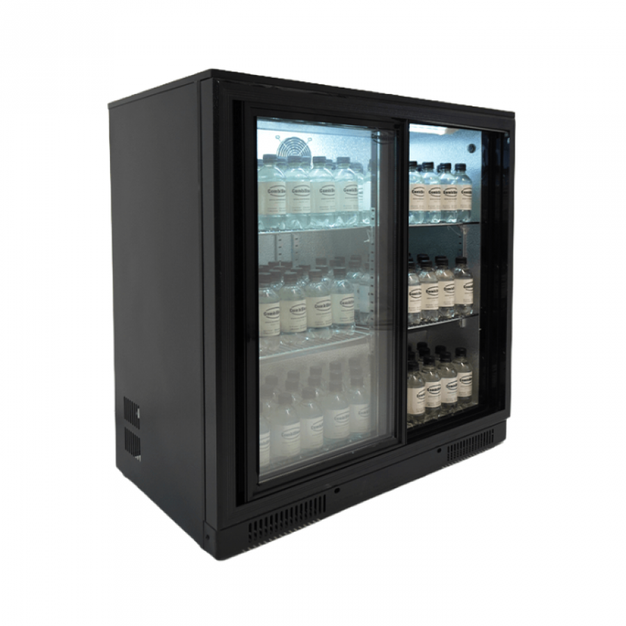 Barkühler Schwarz LED 2 Schiebetüren 198 Liter 900x500x900 mm