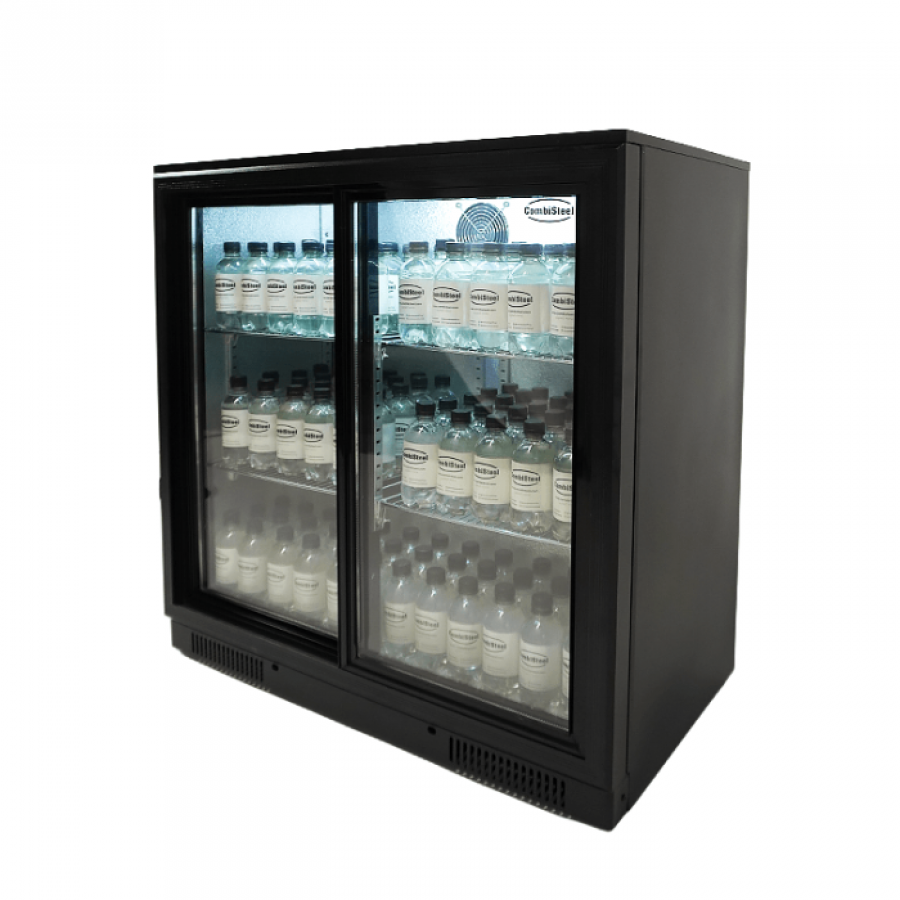 Barkühler Schwarz LED 2 Schiebetüren 198 Liter 900x500x900 mm