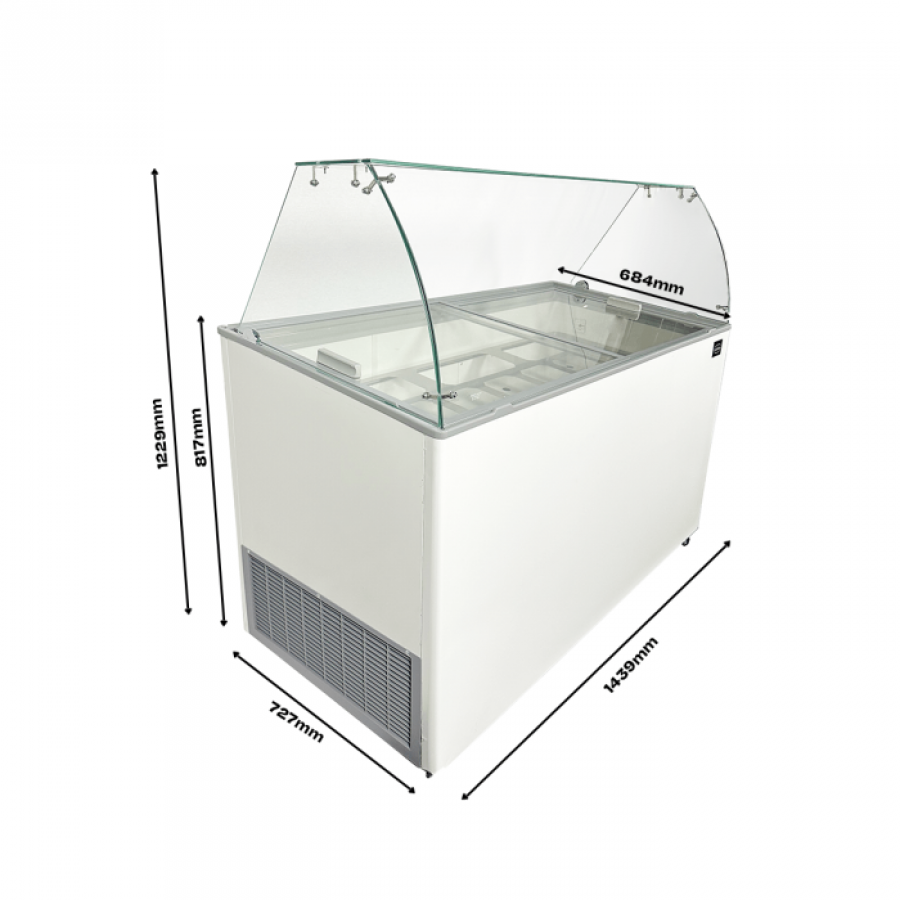 Speiseisvitrine Tenerife Weiß 10x5 Liter 454 Liter 1439x727x1229 mm
