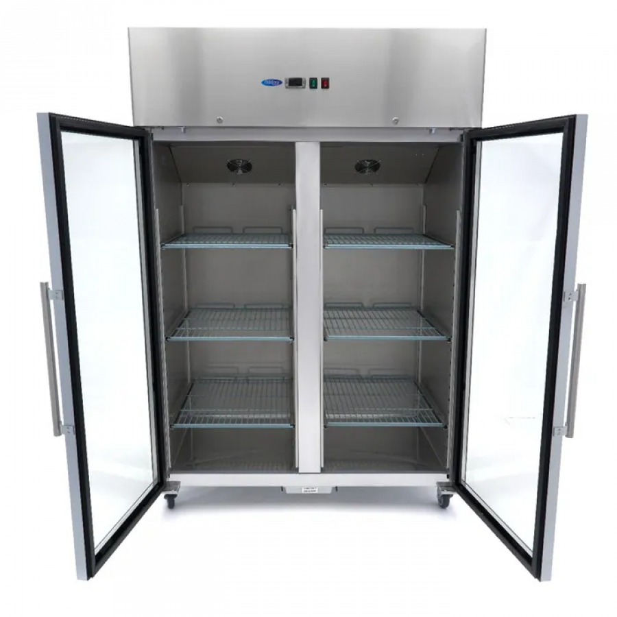 Gastro Gefrierschrank 1200 Liter mit Glastür aus Edelstahl