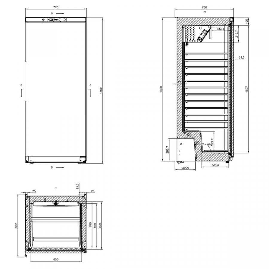 EASYLINE Lagerkühlschrank ABS 580 Liter – GN2/1
