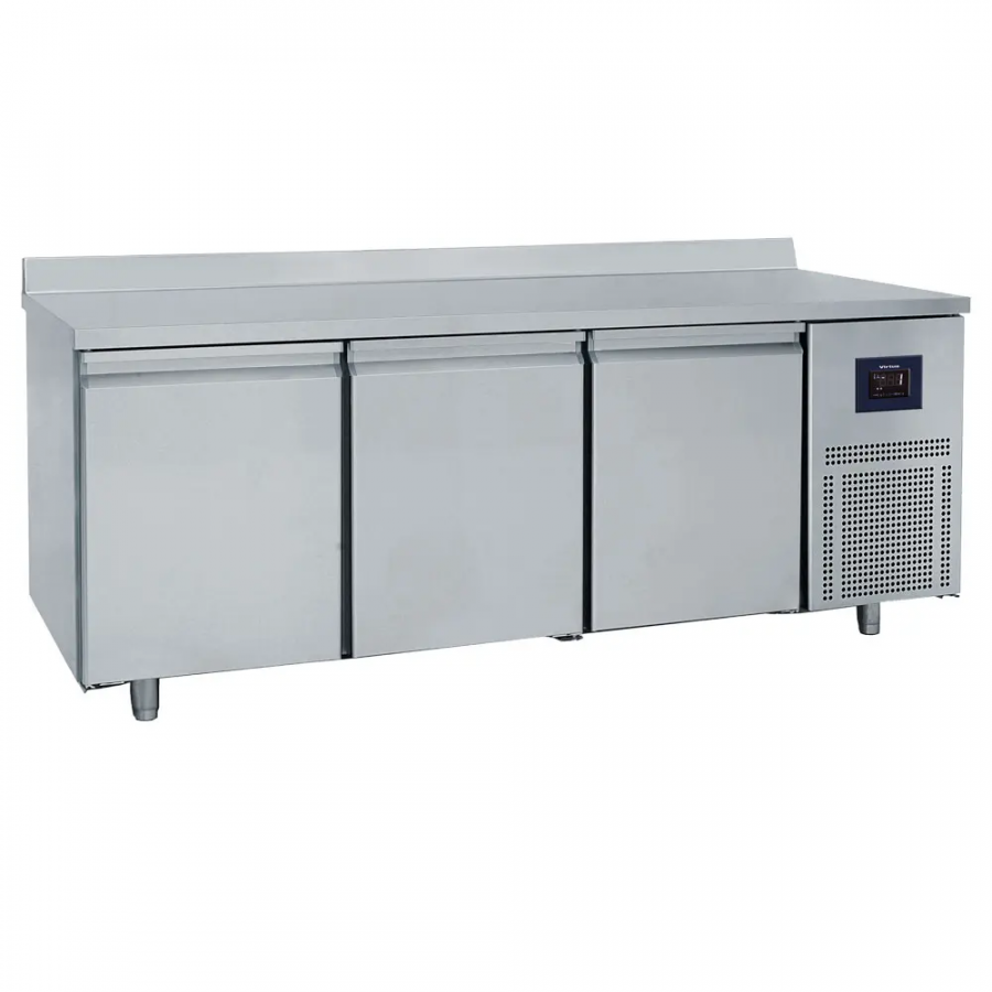 Bäckereikühltisch 3-türig 600x400 mm Edelstahlarbeitsplatte mit Aufkantung 2-8°C WiFi - Gastrohot