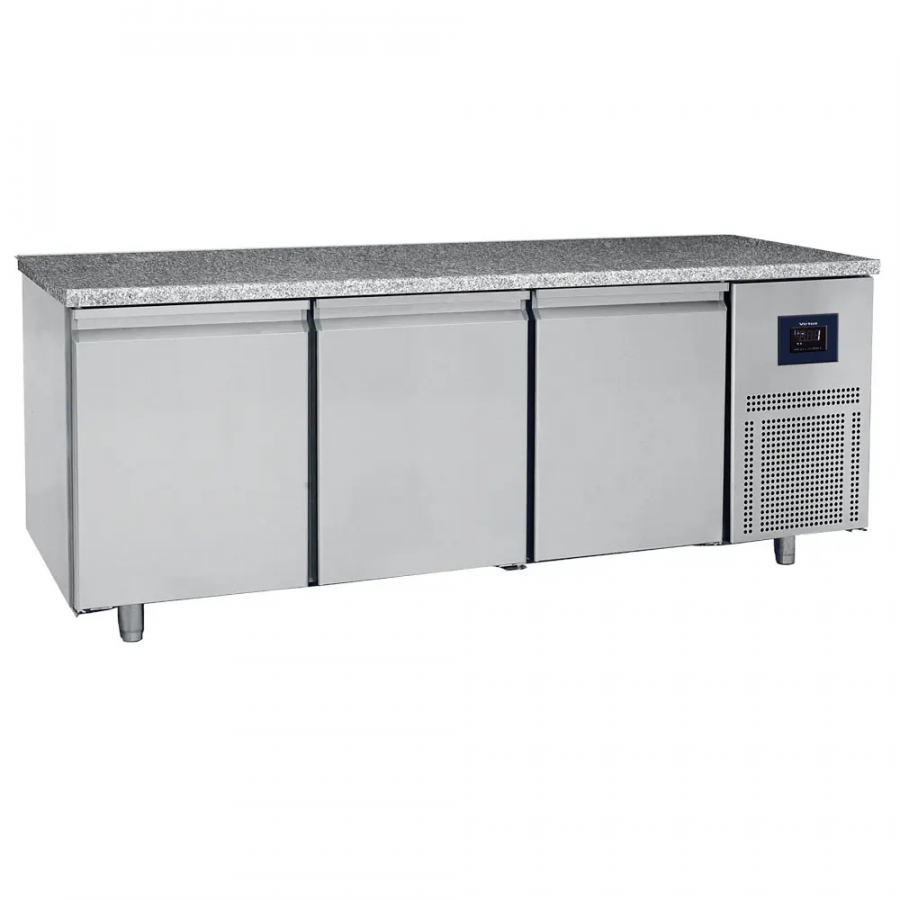 Bäckerei Tiefkühltisch 3-türig 600x400 mm Granitarbeitsplatte 10-22 °C WiFi - Gastrohot