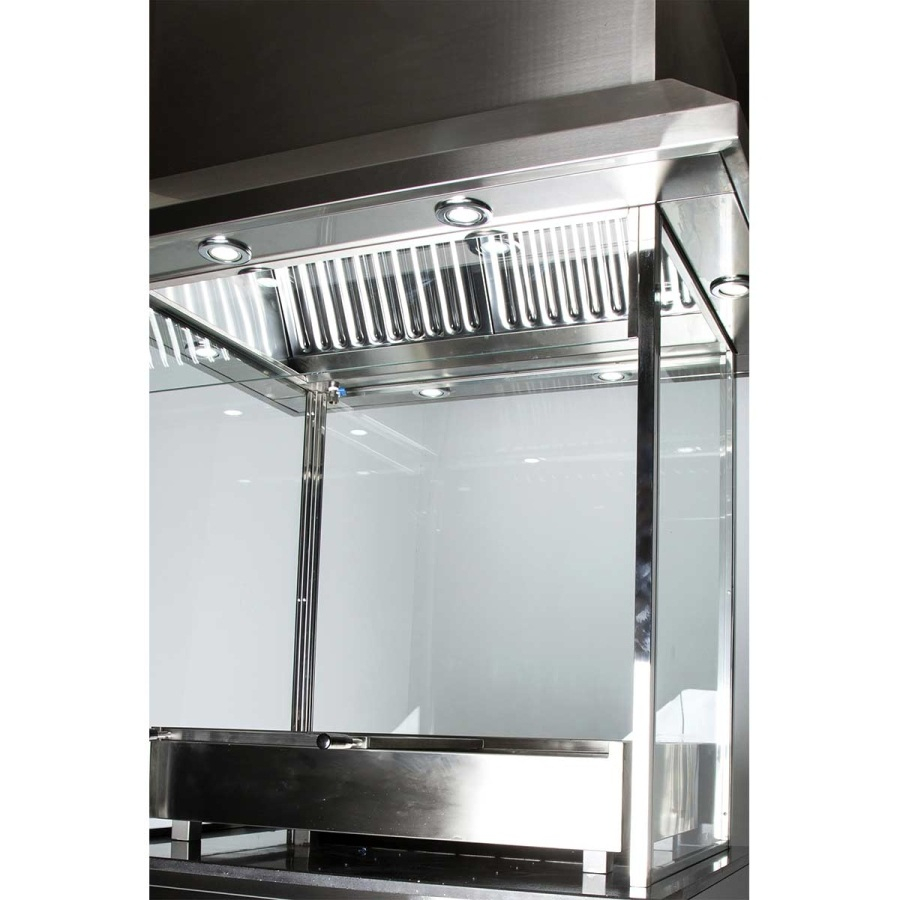 Holzkohlegrill auf Unterschrank | B1540 x T850 x H2400 | Bordeaux-Schwarz Holzkohlegrill auf Unterschrank | B1540 x T850 x H2400 | Bordeaux-Schwarz