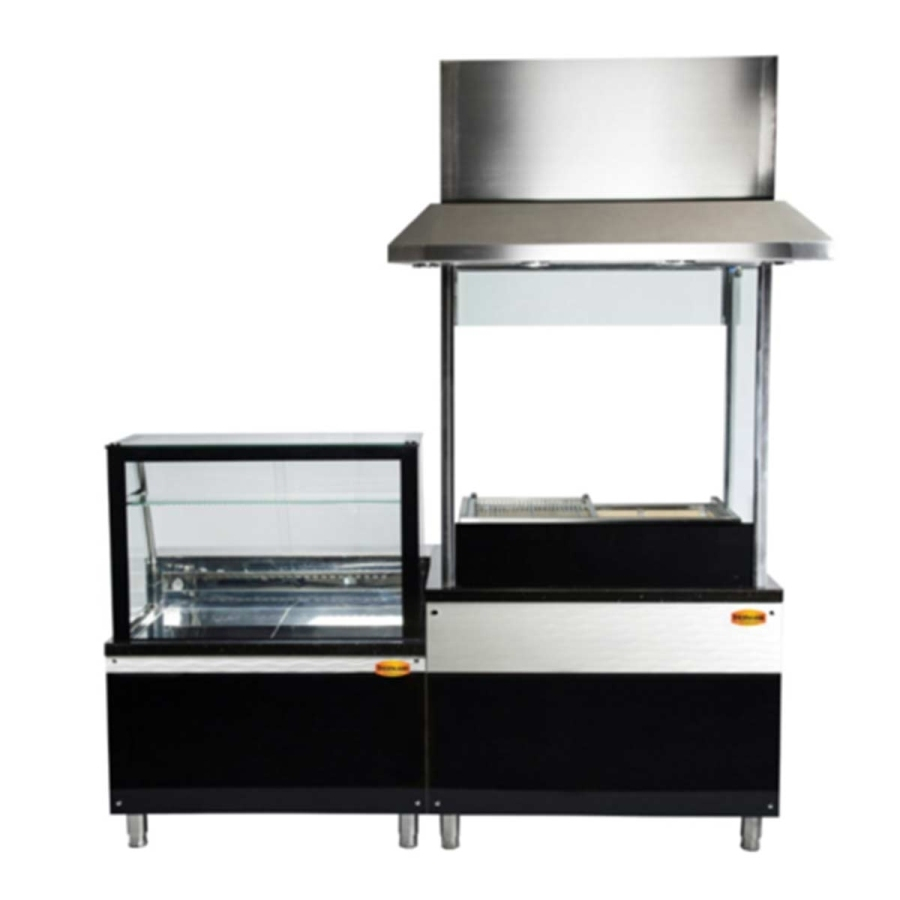 Houtskoolbarbecue op onderkast | B2040 x T850 x H2400 mm | Wit-​Zwart