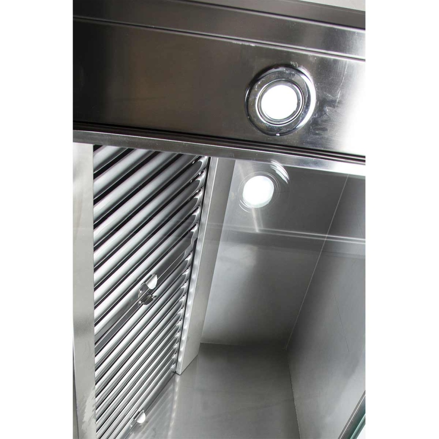 Holzkohlegrill auf Unterschrank | B2040 x T850 x H2400 | Weiß-Schwarz Holzkohlegrill auf Unterschrank | B2040 x T850 x H2400 | Weiß-Schwarz