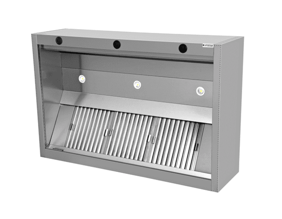 Induktionshaube 4000x1300x550 mm mit LED und 7 Filtern Gastronomie