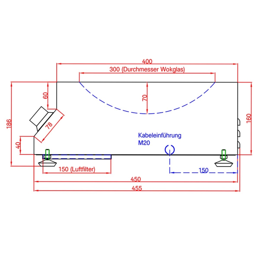 Induktionswokkochfeld 5 kW | Ø 300 mm | 400V Induktionswokkochfeld 5 kW | Ø 300 mm | 400V