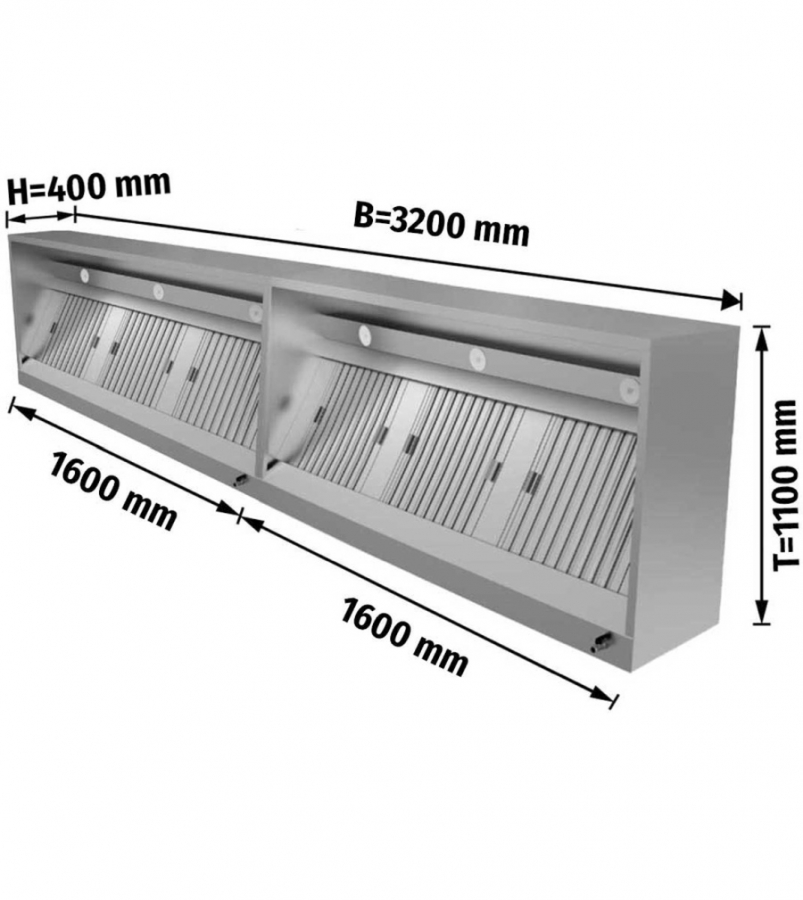 Kastkap met LED-verlichting B 320x D 110