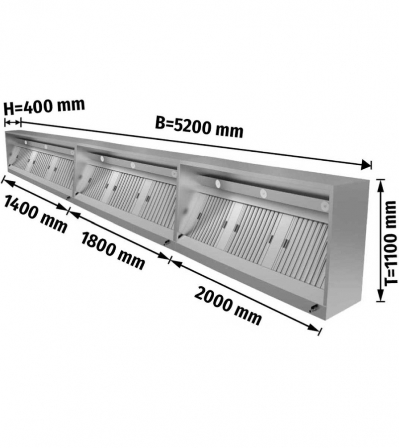 Kastkap met LED-verlichting B 520x D 110