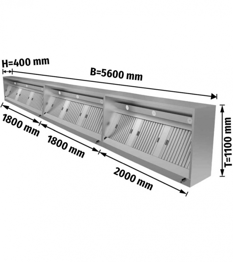Kastkap met LED-verlichting B 560x D 110