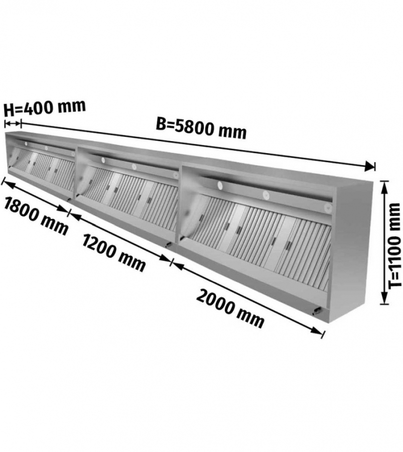 Kastkap met LED-verlichting B 580x D 110
