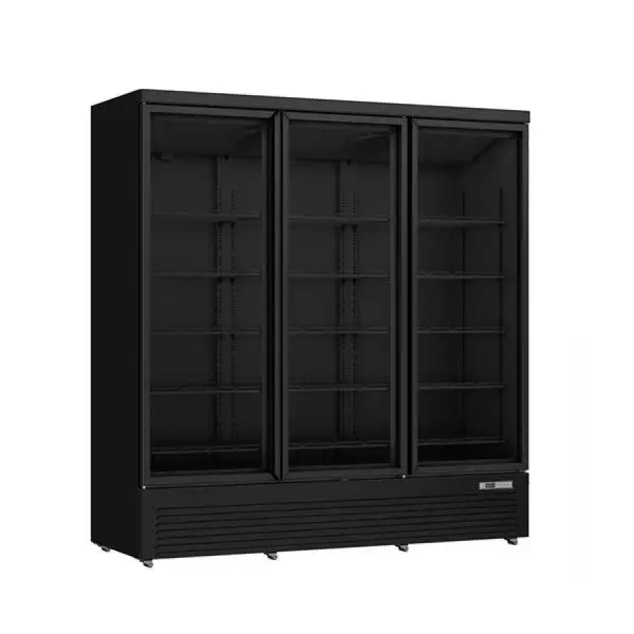 Gefrierschrank 3 Glastüren 1530l Umluft Automatische Abtauung Schwarz