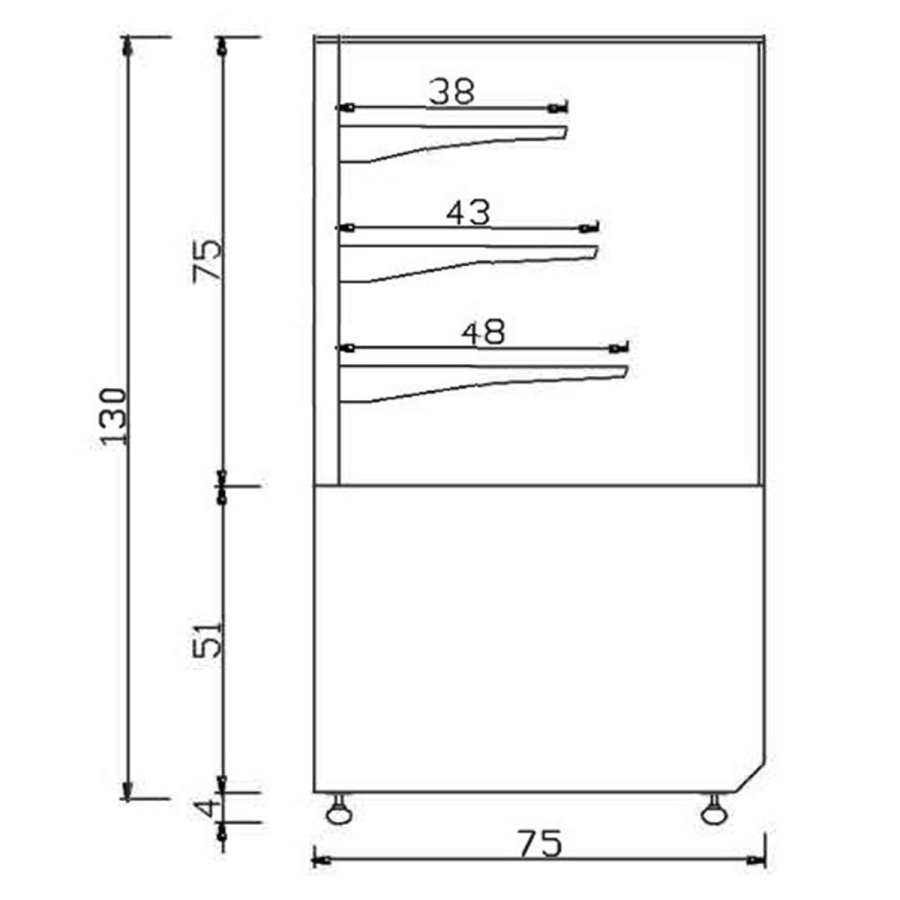 MG Hofmann Kuchenvitrine 100 cm breit | Umluftkühlung | Air Frost | Weiß-Schwarz