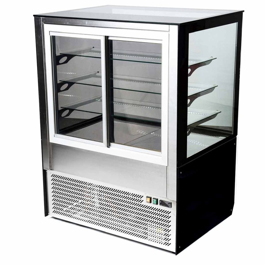 MG Hofmann Kuchenvitrine 125 cm breit | Umluftkühlung | Air Frost | Bordeaux-Schwarz