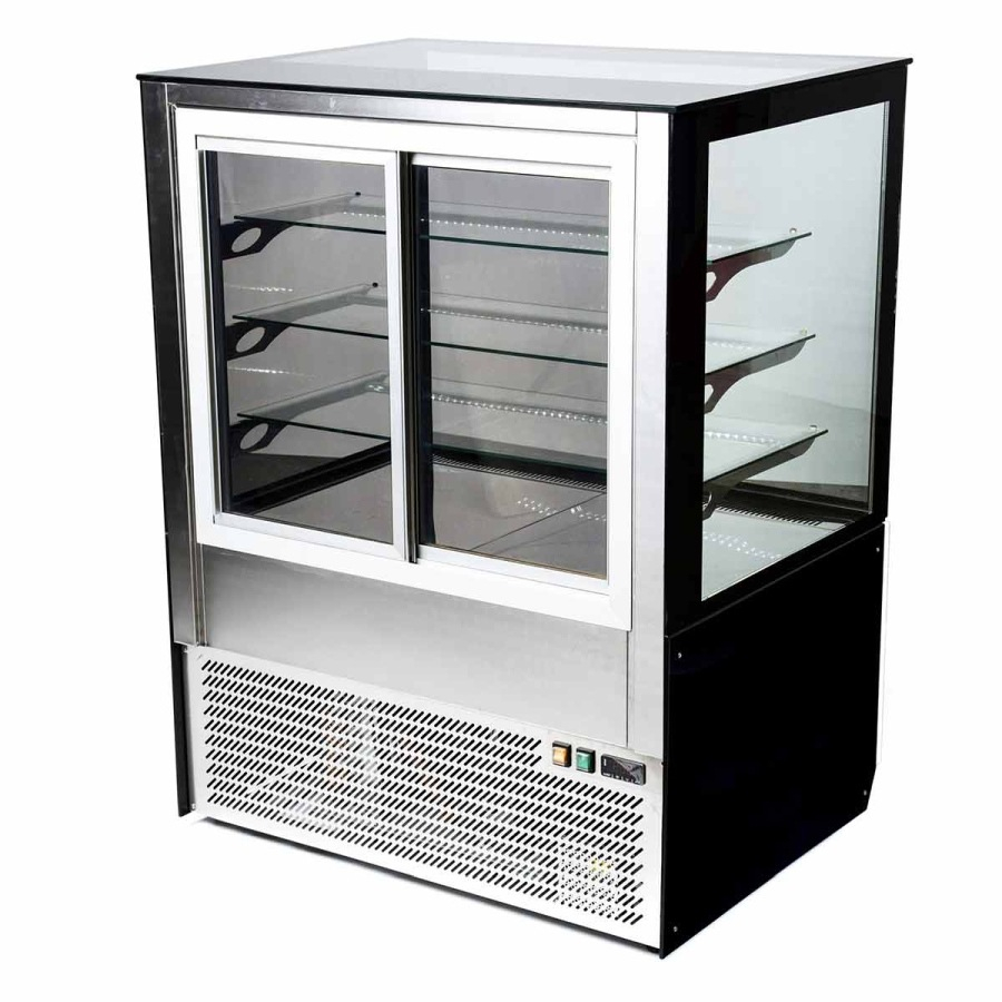 MG Hofmann Kuchenvitrine 125 cm breit | Umluftkühlung | Air Frost | Weiß-Schwarz
