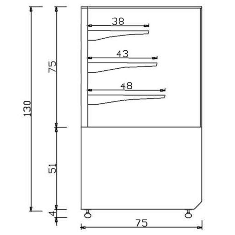 MG Hofmann Kuchenvitrine 125 cm breit | Umluftkühlung | Air Frost | Weiß-Schwarz