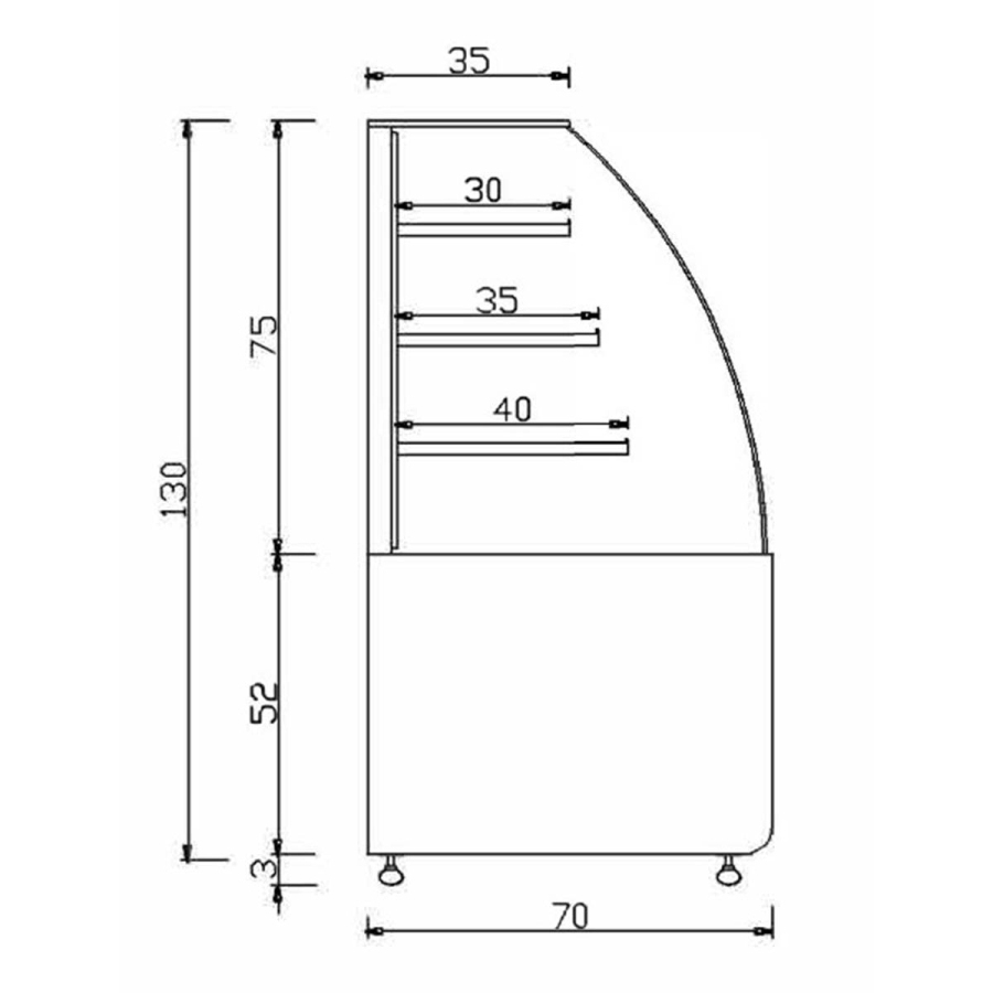 MG Hofmann keuken vitrine 130 cm breed | Circulatiekoeling | Antibewolkte glas | Wit-Zwart