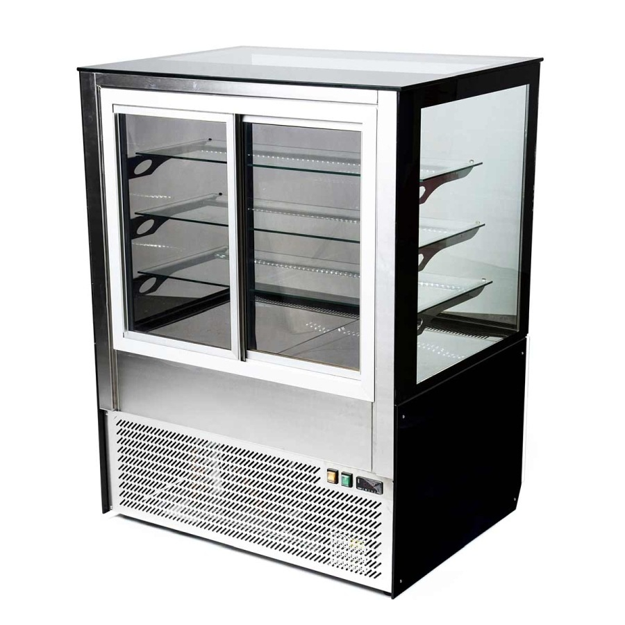 MG Hofmann Kuchenvitrine 150 cm breit | Umluftkühlung | Air Frost | Weiß-Schwarz