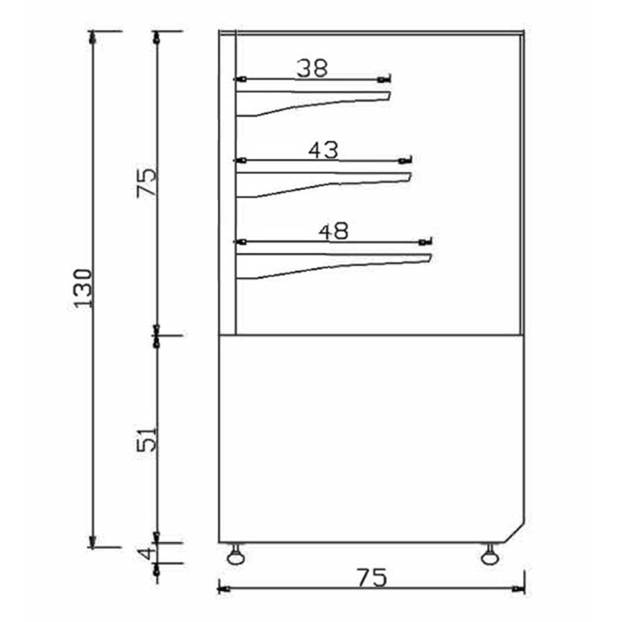 MG Hofmann Kuchenvitrine 150 cm breit | Umluftkühlung | Air Frost | Weiß-Schwarz
