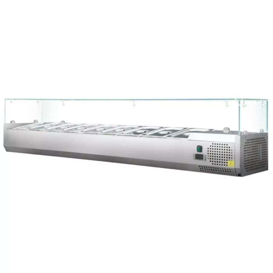Kühlaufsatzvitrine GN 1/4, 200 x 34, Glasaufsatz