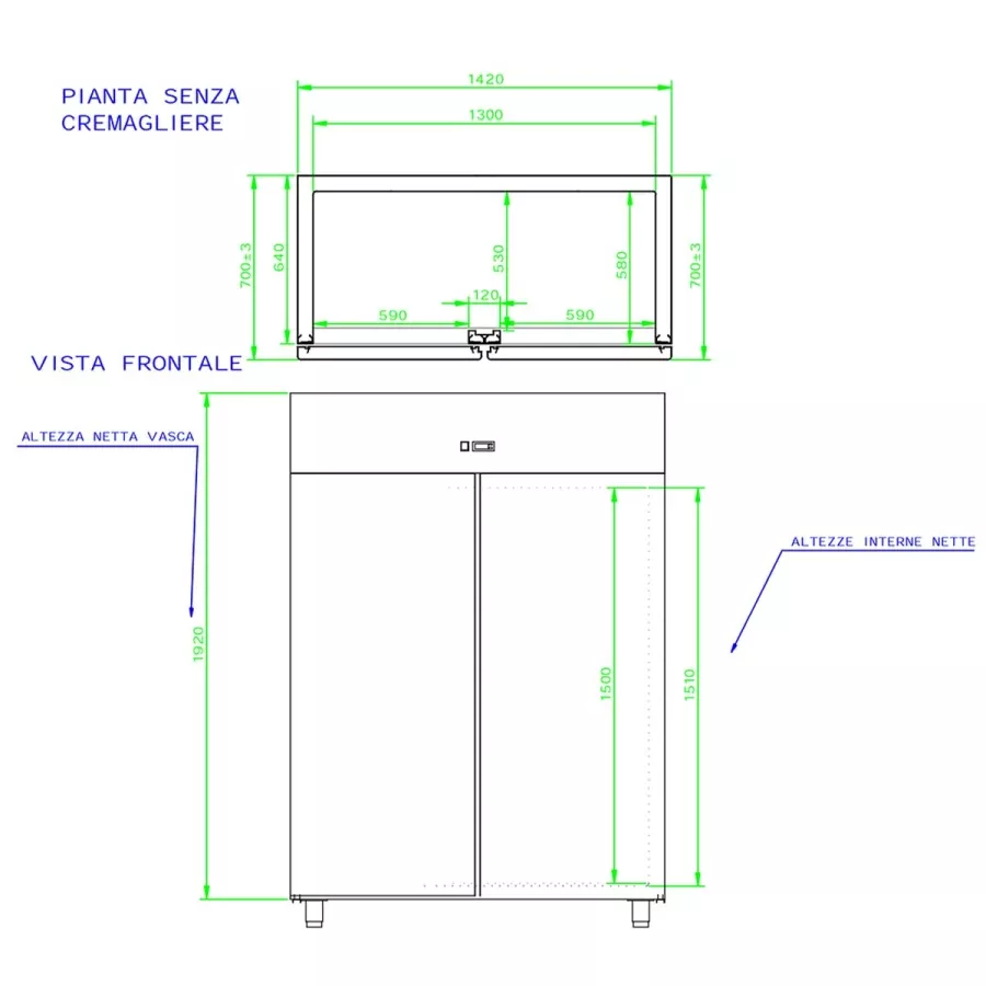 Mastro Edelstahl Kühlschrank 1200 Liter mit 2 Volltüren | 0°/+10°C DOMSYSTEM