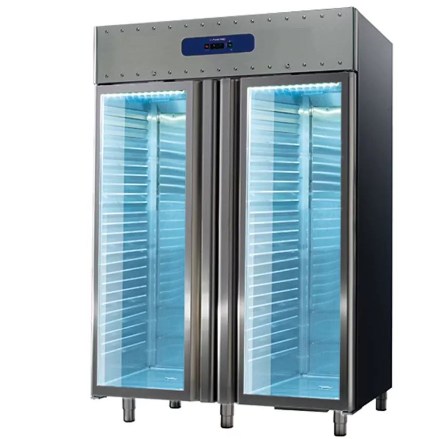 Kühlschrank 1400L aus Edelstahl mit Glastüren