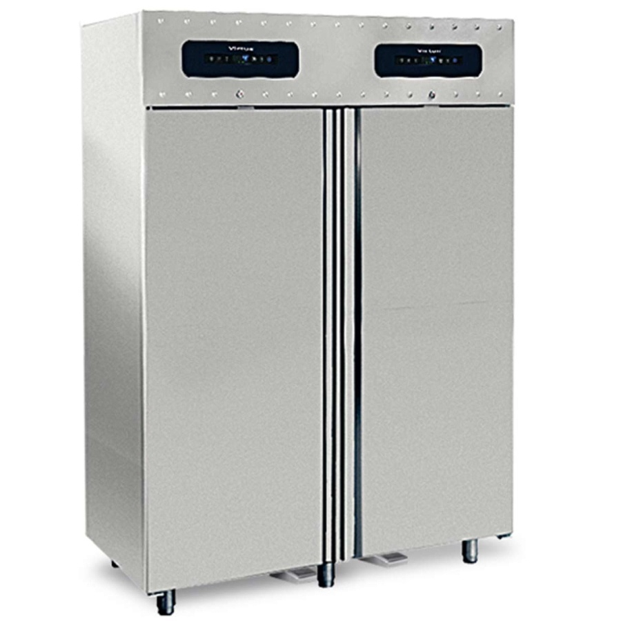 Kühlschrank 700+700 Liter aus Edelstahl mit 2 Temperaturbereichen GN 2/1 | -2°/+8°C | -10°/-22°C