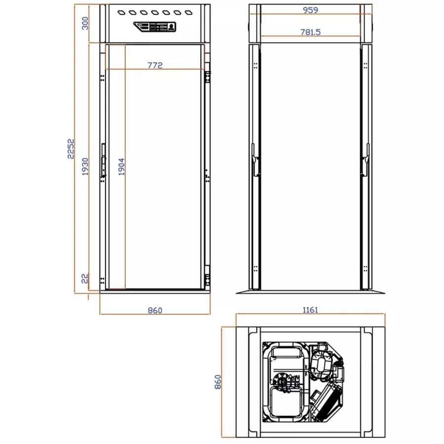 Mastro Edelstahl Durchfahrkühlschrank 1015 Liter mit 1 Tür | Beideseitig Volltür | -2°/+8C
