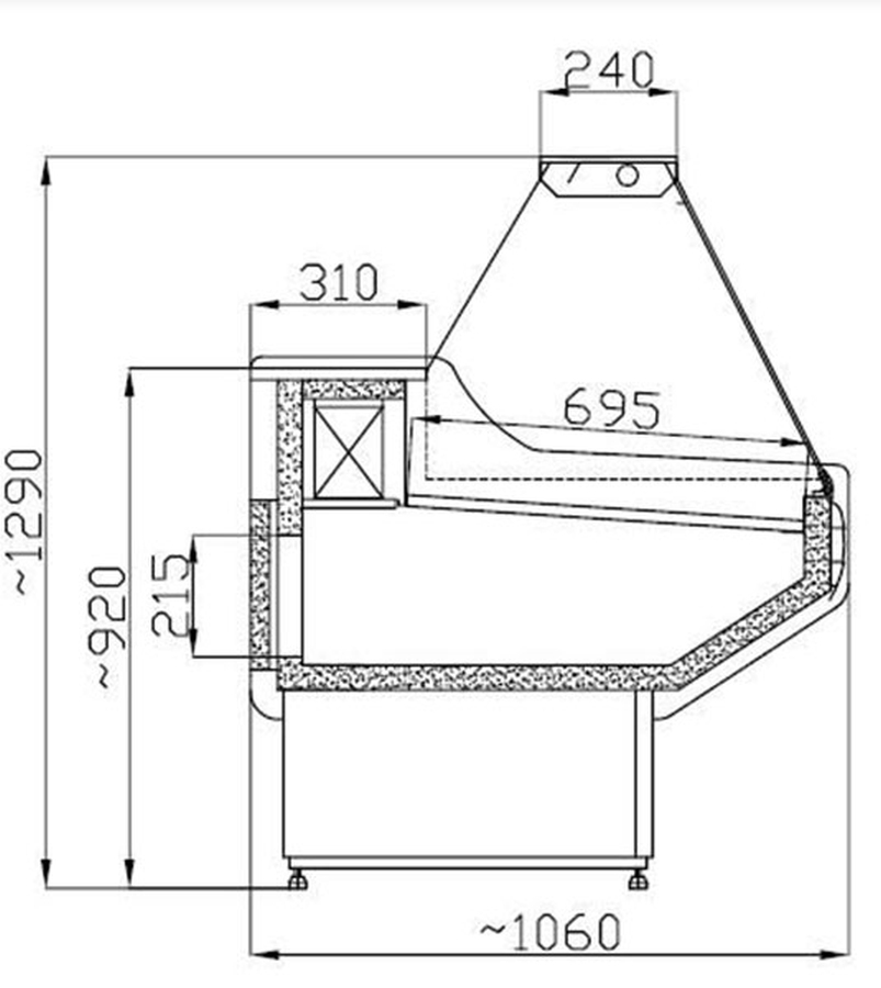 Kühltheke | 1.0m² Ausstellfläche | B1500xT1060xH1310 masse Kühltheke | 1.0m² Ausstellfläche | B1500xT1060xH1310 masse