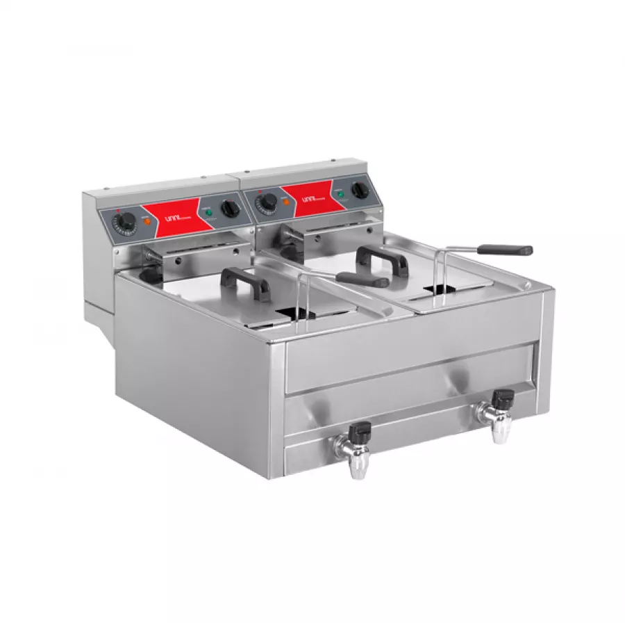 Elektrofritteuse 2x10L 2x9kW Edelstahl 400V