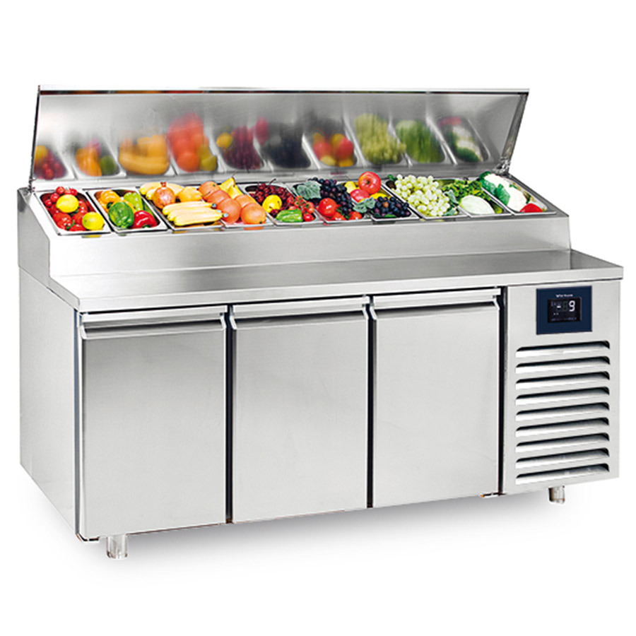 Kühltisch mit 3 Türen, 600x400 mm, 10x GN 1/3 H 150 mm, 2-8 °C, WiFi - Gastrohot