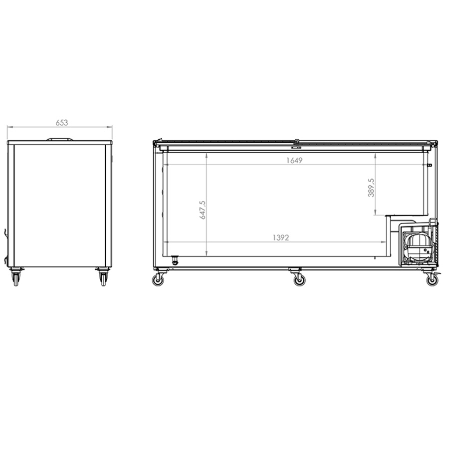 Mastro Gefriertruhe 582 Liter mit Glas-Schiebedeckeln | 1772 mm breit | -14°/-24°C