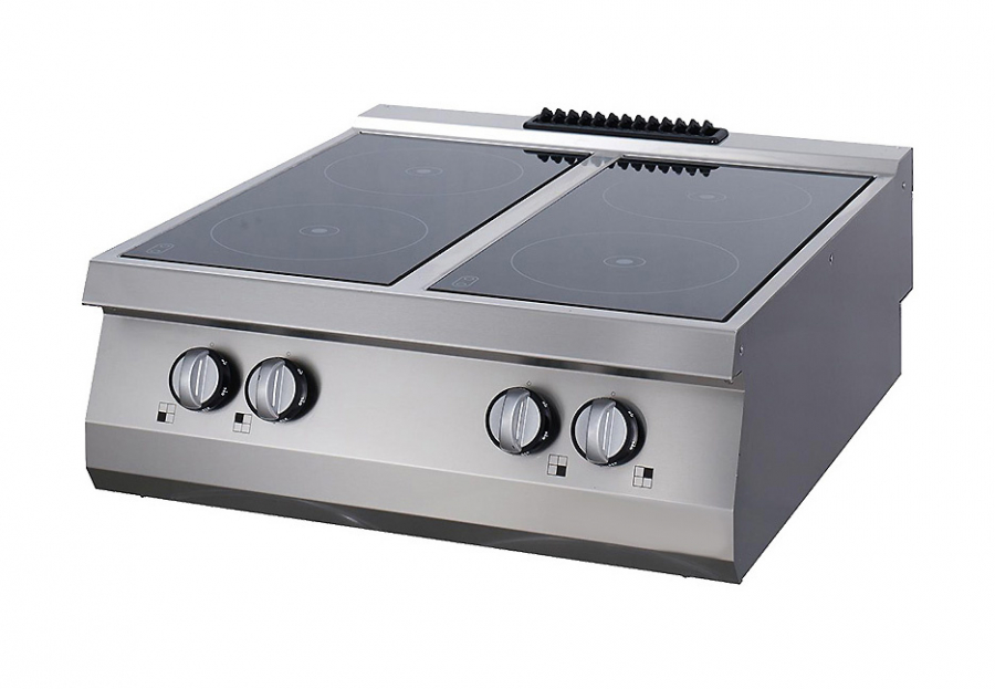 Zware infraroodkoker 4 branders dubbelapparaat 70 cm diep elektrisch - krachtige koker voor de gastronomie
