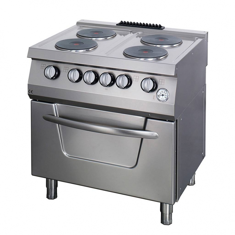 Schwerer Herd 4 Brenner Doppelgerät 70 cm tief mit Backofen elektrisch - Gastrohot