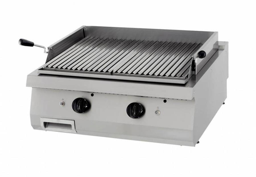 Zware lavasteengrill dubbelapparaat 70 cm diep gas - Profi Gastro Grill voor gastronomie en restaurant