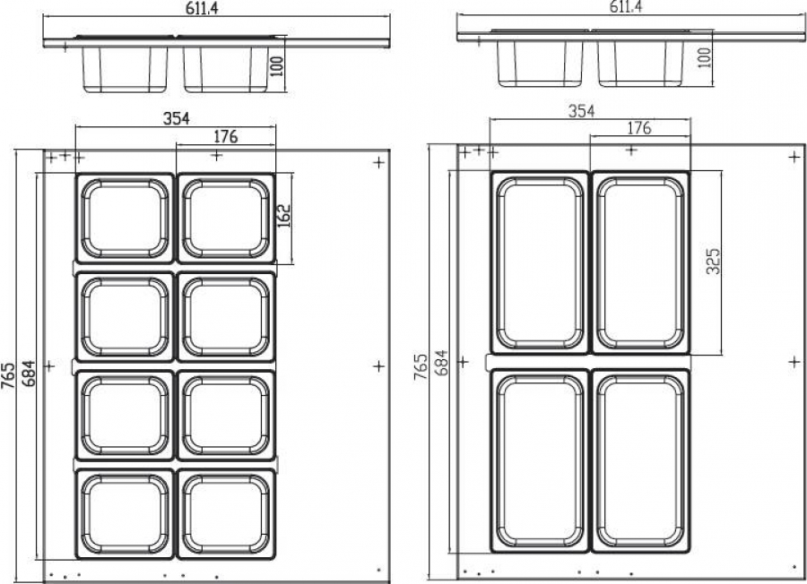 Saladette - 67 l - inkl. 8 x 1/6 GN - Tischplatte