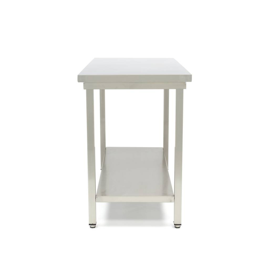 RVS-tafel - 60 x 60 cm - Verstelbare hoogte - met opslagrek