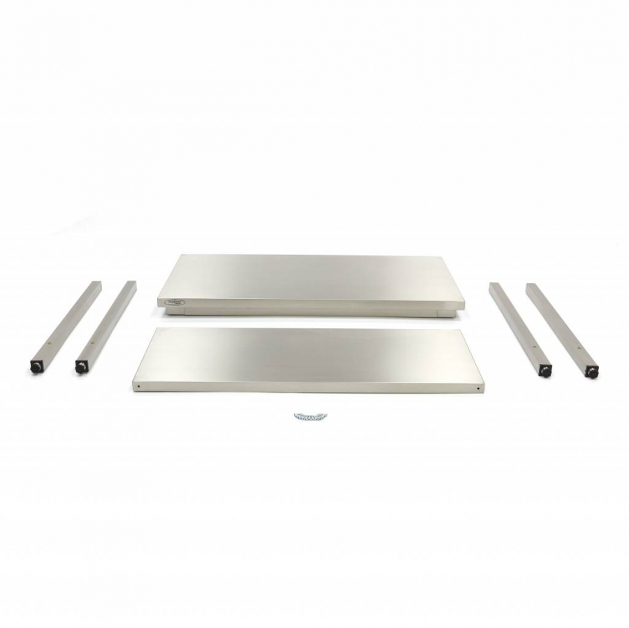 Edelstahltisch - 140 x 60 cm - einstellbare Höhe - mit Lagerregal