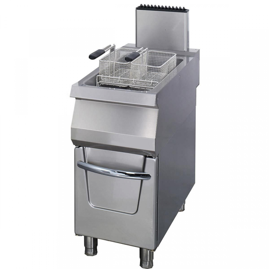 Premium Fritteuse 1 x 22L Einzelgerät 90cm tief mit Ablasshahn Gas - Professionelle Fritteuse für die Gastronomie