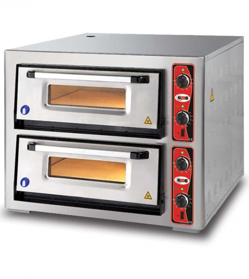 Doppelkammer Pizzaofen ohne Thermometer, 4+4 Pizzen mit Ø 34cm, B970xT1120xH760 mm Doppelkammer Pizzaofen ohne Thermometer, 4+4 Pizzen mit Ø 34cm, B970xT1120xH760 mm