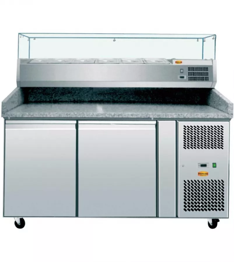 Pizzatisch mit Kühlaufsatz 2 Türen | 6 x GN 1/3 | B1510xT800xH860 Pizzatisch mit Kühlaufsatz 2 Türen | 6 x GN 1/3 | B1510xT800xH860
