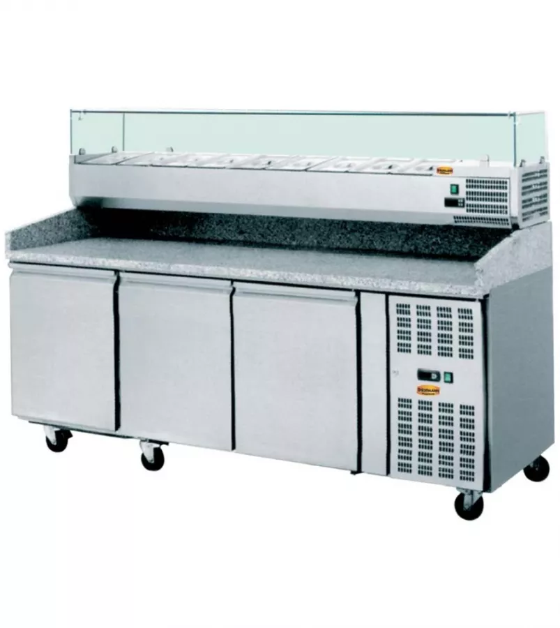 Pizzatisch mit Kühlaufsatz 3 Türen | 9 x GN 1/3 | B2025x800x860 Pizzatisch mit Kühlaufsatz 3 Türen | 9 x GN 1/3 | B2025x800x860