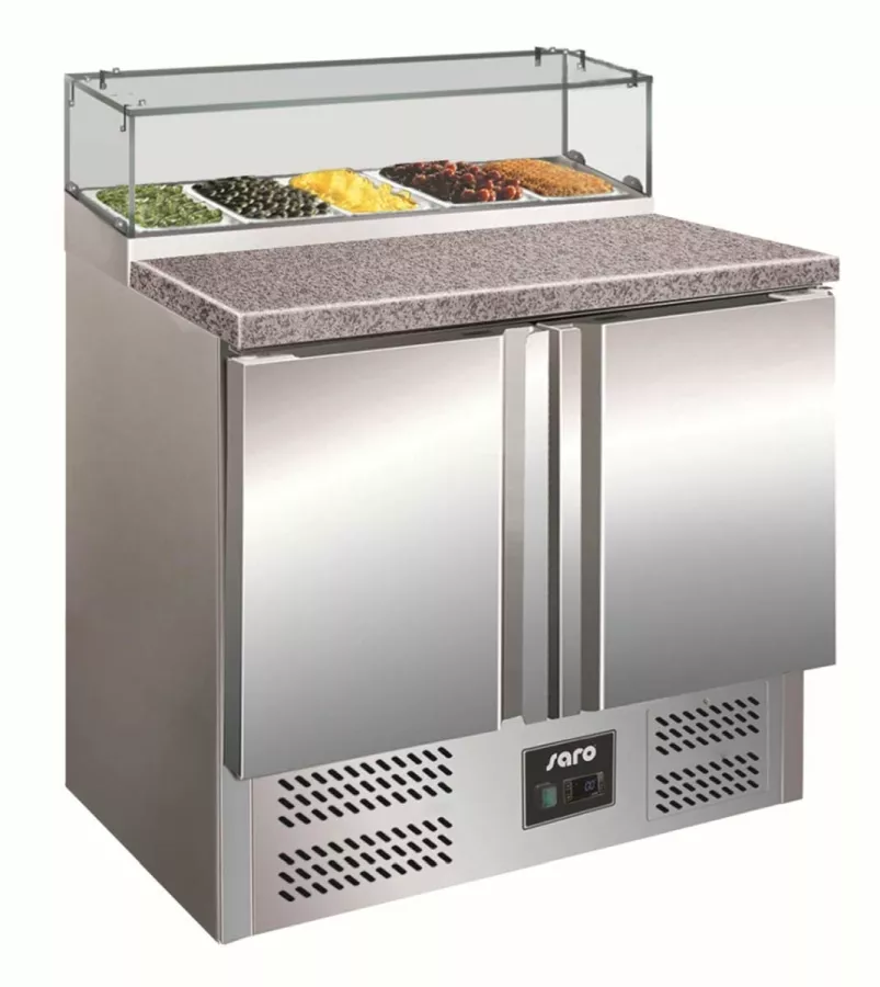 Pizzatisch Glasaufsatz und Granit | 2 Türen | B900xT700xH1180 Pizzatisch Glasaufsatz und Granit | 2 Türen | B900xT700xH1180