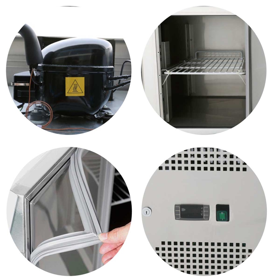 Saladette 2 Tür - gerader Glasaufsatz, 90 x 70 Saladette 2 Tür - gerader Glasaufsatz, 90 x 70